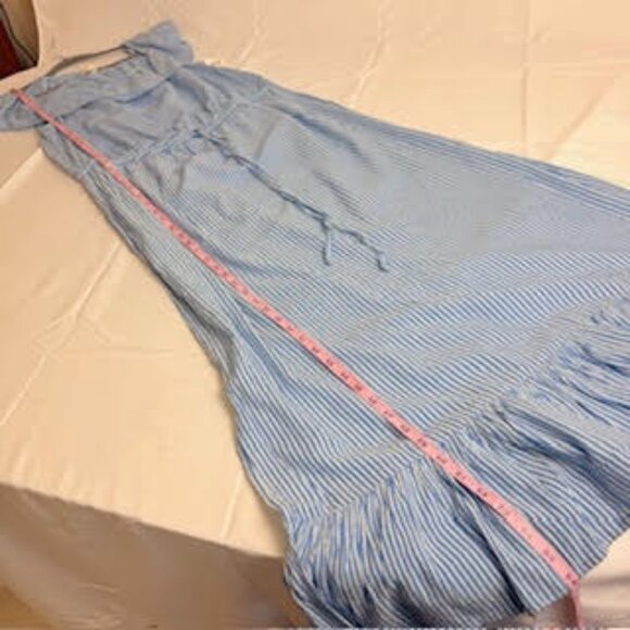Style & Co. NWT Off-Shoulder Blue Stripe Ruffle Hem Maxi Dress – Size XL - Picture 7 of 9